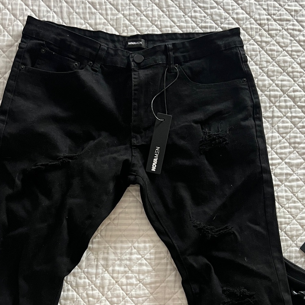 Fashion Nova Men's Black Ripped Skinny Jeans